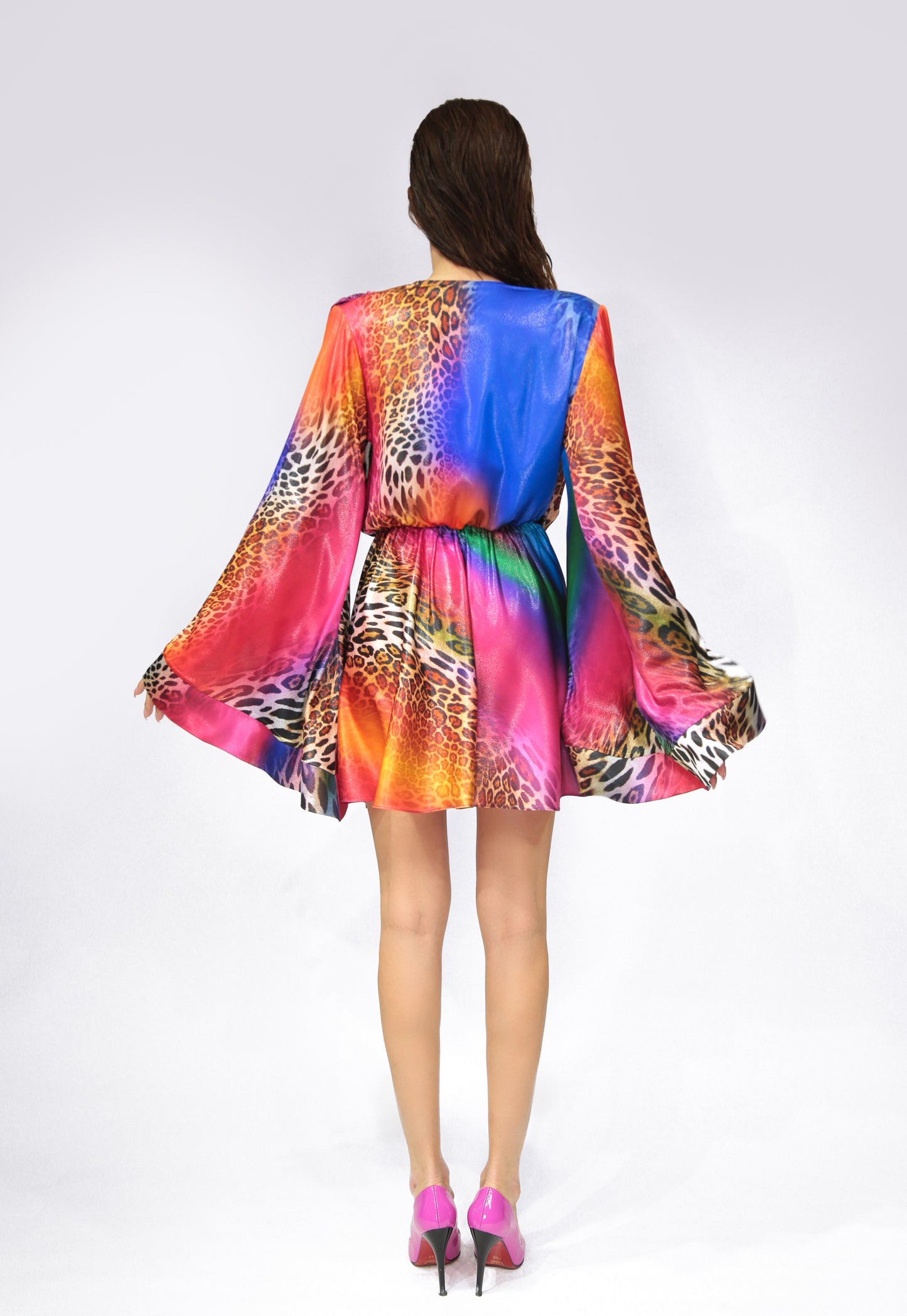 Colorful leopard print mini dress