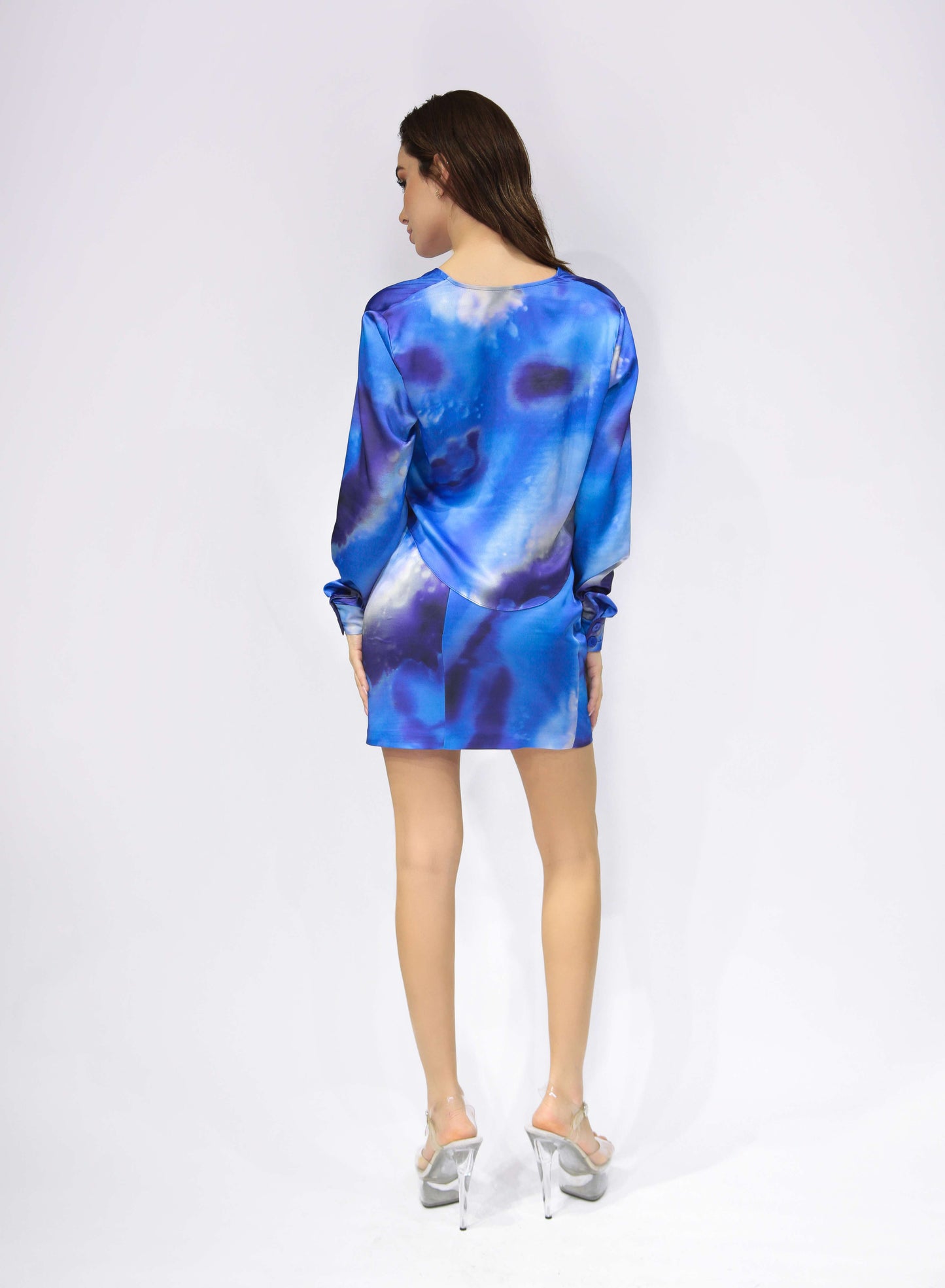 Satin bluse in blue