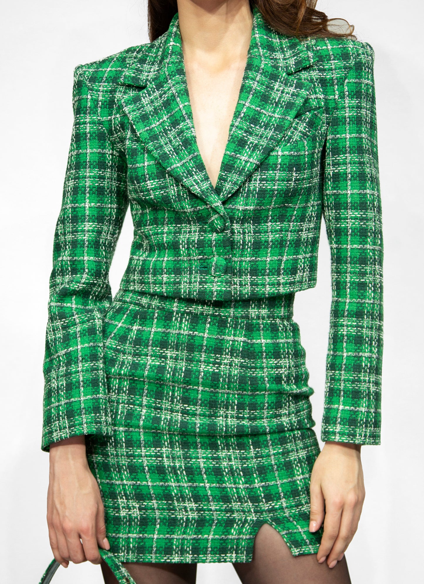 Shorte tweed jacket, green