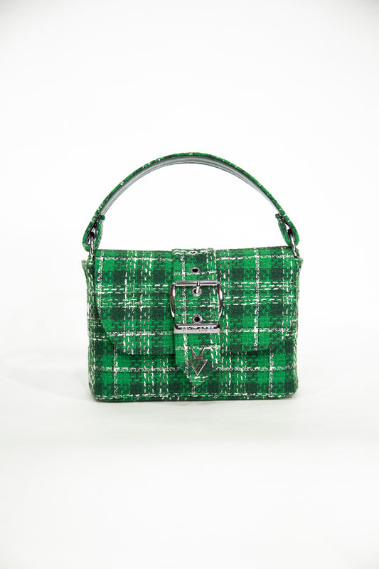 Tweed checkered bag, green
